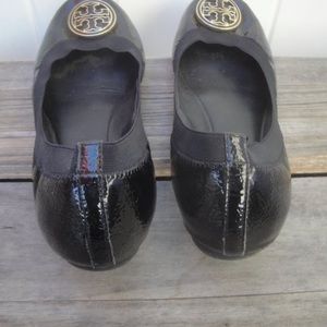 Tory Burch Leather Ballet Flats Black Color with Gold TT Size 11M
